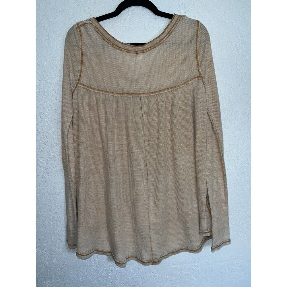 WE The Free Waffle Knit Long Sleeve Shirt Henley Oversized Free People X1 - Picture 4 of 6
